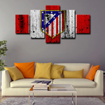 Atlético Madrid Football Club Soccer Team Logo 5 Piece Canvas Wall Art Painting Wallpaper Poster Picture Print Photo Decor