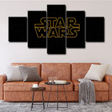 Star Wars Sci-Fi Movie Franchise Black Logo 5 Piece Canvas Wall Art Painting Wallpaper Poster Picture Print Photo Decor