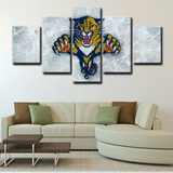 Florida Panthers NHL Hockey Team Ice Scratch Logo 5 Piece Canvas Wall Art Painting Wallpaper Poster Picture Print Photo Decor