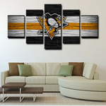 Pittsburgh Penguins NHL Hockey Sports Team Logo 5 Piece Canvas Wall Art Painting Wallpaper Poster Picture Print Photo Decor