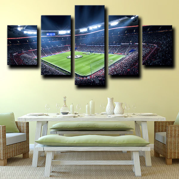 Allianz Arena Bayern Munich Football Team Stadium 5 Piece Canvas Wall Art Painting Wallpaper Poster Picture Print Photo Decor