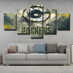 NFL Sports Team Green Bay Packers Logo Split Wall 5 Piece Canvas Wall Art Painting Wallpaper Poster Picture Print Photo Decor