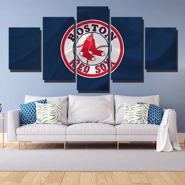 Boston Red Sox MLB Baseball Team Logo Emblem 5 Piece Canvas Wall Art Painting Wallpaper Poster Picture Print Photo Decor