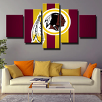 Washington Redskins NFL Football Yellow Stripes Logo 5 Piece Canvas Wall Art Painting Wallpaper Poster Picture Print Photo Decor