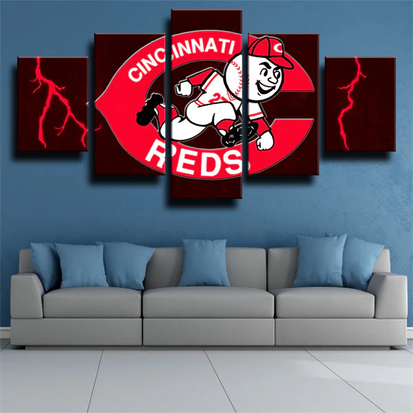 Cincinnati Reds MLB Baseball Team Logo Mascots 5 Piece Canvas Wall Art Painting Wallpaper Poster Picture Print Photo Decor