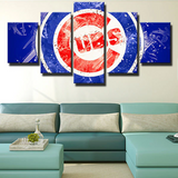 Chicago Cubs MLB Baseball Sports team Blue Logo 5 Piece Canvas Wall Art Painting Wallpaper Poster Picture Print Photo Decor