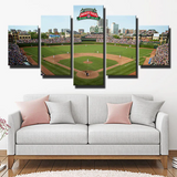 Chicago Cubs Home Wrigley Field View Baseball team 5 Piece Canvas Wall Art Painting Wallpaper Poster Picture Print Photo Decor