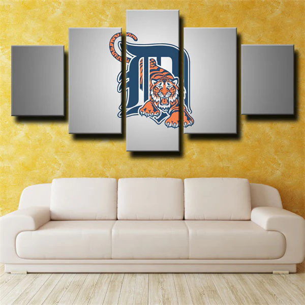 Detroit Tigers MLB Baseball Sports Team Gary Logo 5 Piece Canvas Wall Art Painting Wallpaper Poster Picture Print Photo Decor