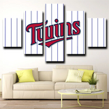 Minnesota Twins MLB Baseball Team Stripes Logo 5 Piece Canvas Wall Art Painting Wallpaper Poster Picture Print Photo Decor