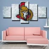 NHL Hockey Team Ottawa Senators Scratched Ice Logo 5 Piece Canvas Wall Art Painting Wallpaper Poster Picture Print Photo Decor