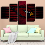 Arizona Cardinals NFL Sports Team Deep Red Logo 5 Piece Canvas Wall Art Painting Wallpaper Poster Picture Print Photo Decor