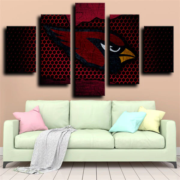 Arizona Cardinals NFL Sports Team Deep Red Logo 5 Piece Canvas Wall Art Painting Wallpaper Poster Picture Print Photo Decor