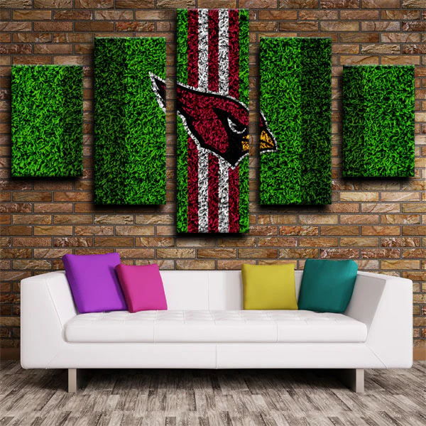 Arizona Cardinals NFL Sports Team Green Logo 5 Piece Canvas Wall Art Painting Wallpaper Poster Picture Print Photo Decor