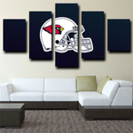 NFL Football Team Arizona Cardinals Helmet Logo 5 Piece Canvas Wall Art Painting Wallpaper Poster Picture Print Photo Decor