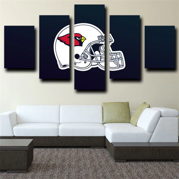 NFL Football Team Arizona Cardinals Helmet Logo 5 Piece Canvas Wall Art Painting Wallpaper Poster Picture Print Photo Decor
