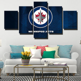 Winnipeg Jets NHL Hockey Sports Navy Blue Logo 5 Piece Canvas Wall Art Painting Wallpaper Poster Picture Print Photo Decor