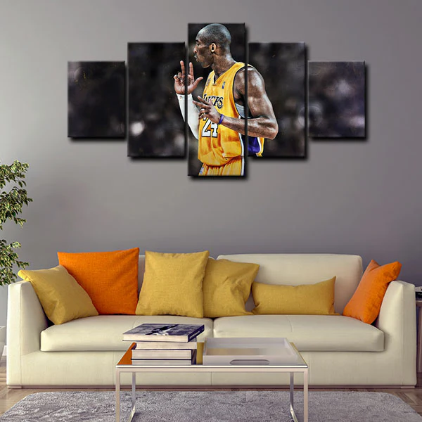 NBA Basketball Legend Kobe Bryant Los Angeles Lakers 5 Piece Canvas Wall Art Painting Wallpaper Poster Picture Print Photo Decor
