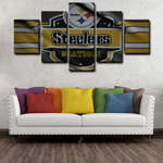 NFL Football Sports Team Pittsburgh Steelers Logo 5 Piece Canvas Wall Art Painting Wallpaper Poster Picture Print Photo Decor