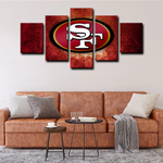 NFL Sports Team San Francisco 49ers Logo 5 Piece Canvas Wall Art Painting Wallpaper Poster Picture Print Photo Decor