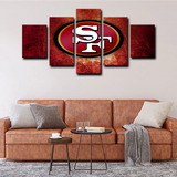 NFL Sports Team San Francisco 49ers Logo 5 Piece Canvas Wall Art Painting Wallpaper Poster Picture Print Photo Decor