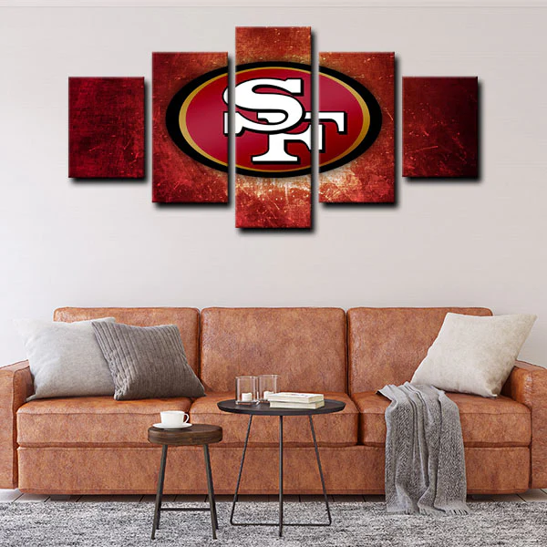NFL Sports Team San Francisco 49ers Logo 5 Piece Canvas Wall Art Painting Wallpaper Poster Picture Print Photo Decor
