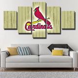 MLB Baseball Sports Team St. Louis Cardinals Logo 5 Piece Canvas Wall Art Painting Wallpaper Poster Picture Print Photo Decor