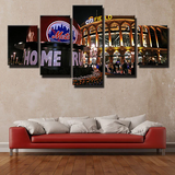 MLB Baseball Team New York Mets Stadium Night View 5 Piece Canvas Wall Art Painting Wallpaper Poster Picture Print Photo Decor