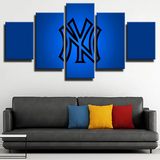 New York Yankees MLB Baseball Team Dark Blue Logo 5 Piece Canvas Wall Art Painting Wallpaper Poster Picture Print Photo Decor
