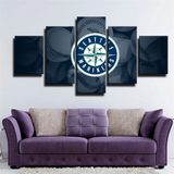 MLB Sports Seattle Mariners Baseball Team Logo 5 Piece Canvas Wall Art Painting Wallpaper Poster Picture Print Photo Decor