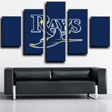 Tampa Bay Rays MLB Baseball Sports Team Blue Logo 5 Piece Canvas Wall Art Painting Wallpaper Poster Picture Print Photo Decor