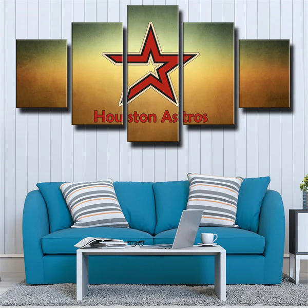 Houston Astros MLB Baseball Sports Team Logo 5 Piece Canvas Wall Art Painting Wallpaper Poster Picture Print Photo Decor