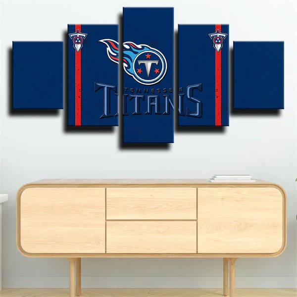 Tennessee Titans NFL Football Team Logo Navy Blue 5 Piece Canvas Wall Art Painting Wallpaper Poster Picture Print Photo Decor