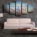 NFL Football Team New England Patriots Text Logo 5 Piece Canvas Wall Art Painting Wallpaper Poster Picture Print Photo Decor