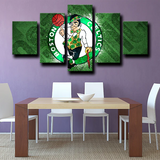Boston Celtics NBA Basketball Sports Team Green Logo 5 Piece Canvas Wall Art Painting Wallpaper Poster Picture Print Photo Decor