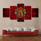Premier League Team Manchester United Football Club Logo 5 Piece Canvas Wall Art Painting Wallpaper Poster Picture Print Photo Decor