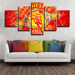 Manchester United Football Club Soccer Team Logo 5 Piece Canvas Wall Art Painting Wallpaper Poster Picture Print Photo Decor