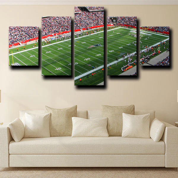 New England Patriots Stadium Rugby Field Green 5 Piece Canvas Wall Art Painting Wallpaper Poster Picture Print Photo Decor