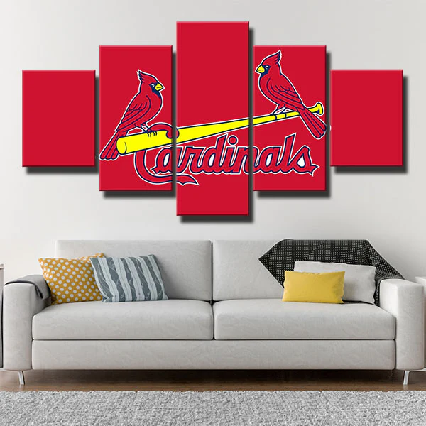 MLB Baseball Sports Team St. Louis Cardinals Red Logo 5 Piece Canvas Wall Art Painting Wallpaper Poster Picture Print Photo Decor