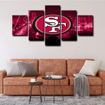 NFL Sports Team San Francisco 49ers Logo Red City 5 Piece Canvas Wall Art Painting Wallpaper Poster Picture Print Photo Decor