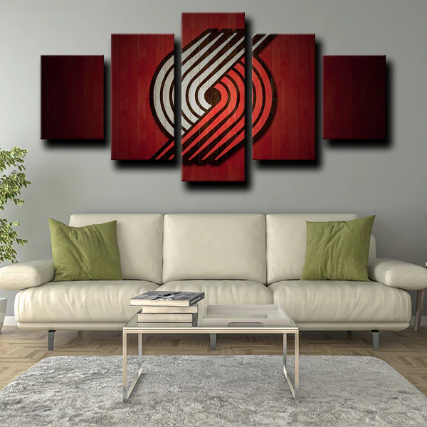 Portland Trail Blazers NBA Basketball Sports Team Logo 5 Piece Canvas Wall Art Painting Wallpaper Poster Picture Print Photo Decor