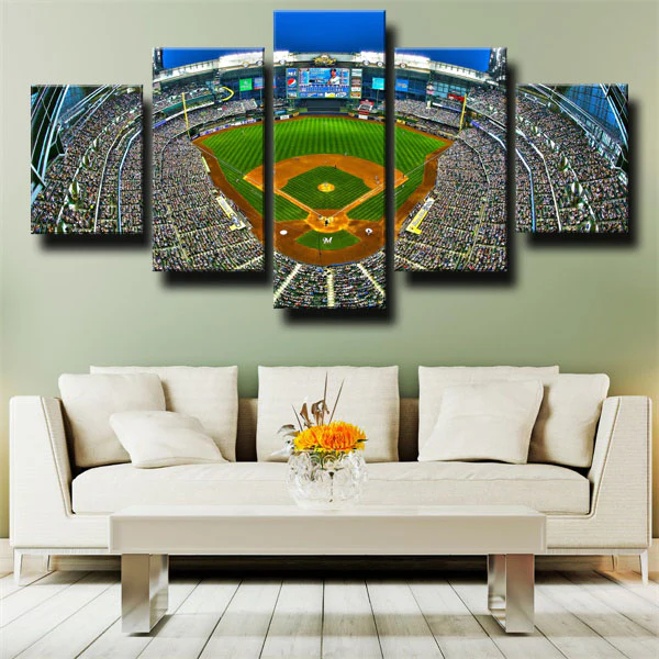 Milwaukee Brewers MLB Baseball Home Stadium 5 Piece Canvas Wall Art Painting Wallpaper Poster Picture Print Photo Decor