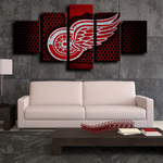 Detroit Red Wings NHL Hockey Sports Team Logo 5 Piece Canvas Wall Art Painting Wallpaper Poster Picture Print Photo Decor