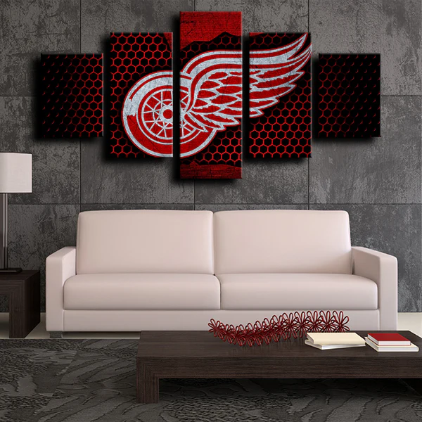 Detroit Red Wings NHL Hockey Sports Team Logo 5 Piece Canvas Wall Art Painting Wallpaper Poster Picture Print Photo Decor