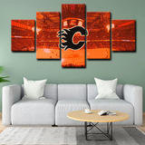 Calgary Flames NHL Hockey Sports Team Logo 5 Piece Canvas Wall Art Painting Wallpaper Poster Picture Print Photo Decor