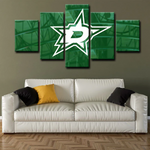 Dallas Stars NHL Hockey Sports Team Logo Green 5 Piece Canvas Wall Art Painting Wallpaper Poster Picture Print Photo Decor
