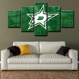 Dallas Stars NHL Hockey Sports Team Logo Green 5 Piece Canvas Wall Art Painting Wallpaper Poster Picture Print Photo Decor