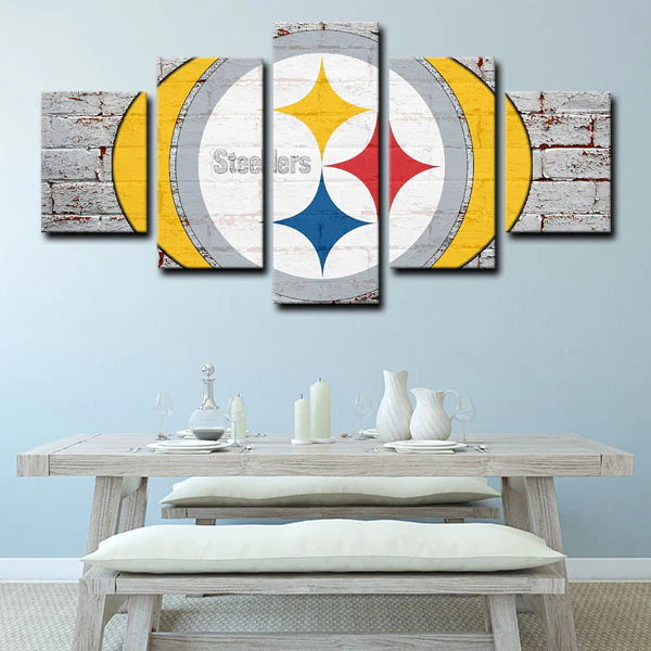 Pittsburgh Steelers NFL American Football Team Logo 5 Piece Canvas Wall Art Painting Wallpaper Poster Picture Print Photo Decor