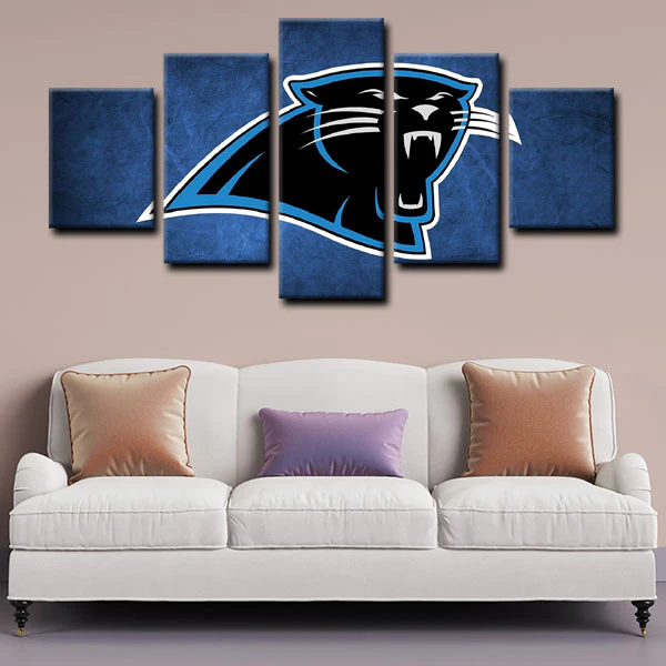 NFL Football Carolina Panthers Team Logo Sports 5 Piece Canvas Wall Art Painting Wallpaper Poster Picture Print Photo Decor