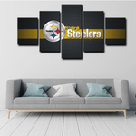 American Football Team Pittsburgh Steelers Logo NFL 5 Piece Canvas Wall Art Painting Wallpaper Poster Picture Print Photo Decor