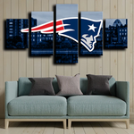 NFL Football Team New England Patriots Logo City 5 Piece Canvas Wall Art Painting Wallpaper Poster Picture Print Photo Decor